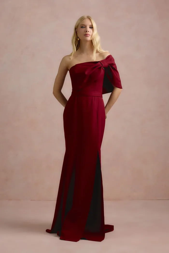 VESTIDO DE FESTA THAISE LAÇO OMBRO - MARSALA