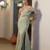 VESTIDO DE FESTA THAISE LAÇO OMBRO - VERDE OLIVA