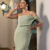 VESTIDO DE FESTA THAISE LAÇO OMBRO - VERDE OLIVA