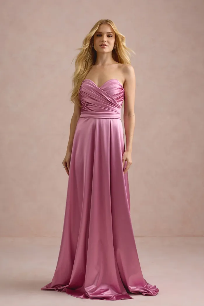VESTIDO DE FESTA ÂNGELA CREPE ACETINADO - ROSA