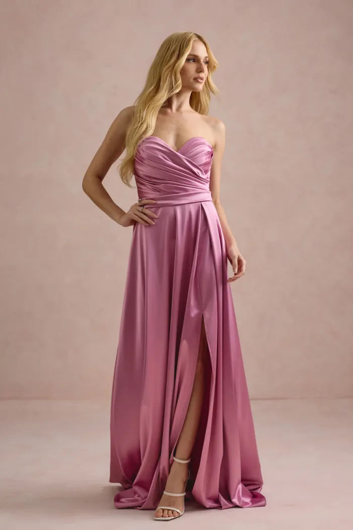 VESTIDO DE FESTA ÂNGELA CREPE ACETINADO - ROSA