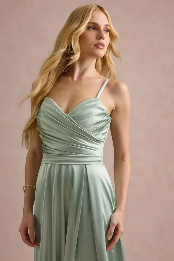 VESTIDO DE FESTA ÂNGELA CREPE ACETINADO - VERDE MENTA