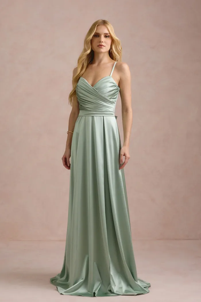 VESTIDO DE FESTA ÂNGELA CREPE ACETINADO - VERDE MENTA
