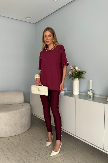 CALÇA LEGGING VALENTINA PÉROLA STIRRUP FINESSE - MARSALA