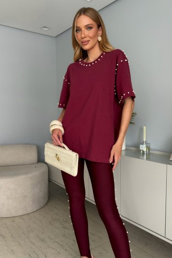 T-SHIRT OVER MALHA BASIC NOBLESSE - MARSALA
