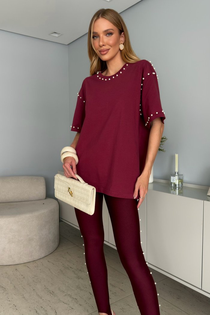 T-SHIRT OVER MALHA BASIC NOBLESSE - MARSALA