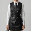 CONJUNTO COLETE E SAIA BARBARA COURO ECO FINESSE - PRETO