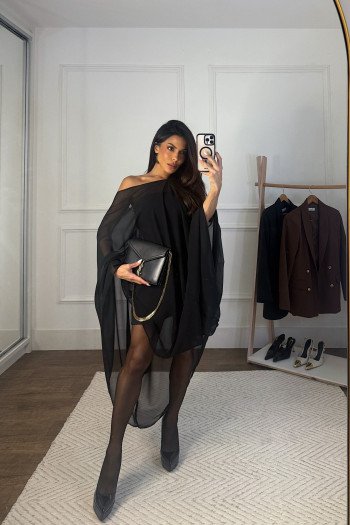 BLUSA OVERLAY THAY CHIFFION WILDNESSE - PRETO