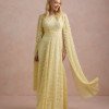 VESTIDO MARILYN RENDA UM OMBRO COM CAPA - AMARELO MANTEIGA