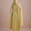 VESTIDO MARILYN RENDA UM OMBRO COM CAPA - AMARELO MANTEIGA