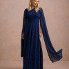 VESTIDO MARILYN RENDA UM OMBRO COM CAPA - AZUL MARINHO