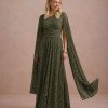 VESTIDO MARILYN RENDA UM OMBRO COM CAPA - VERDE OLIVA