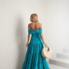 VESTIDO HOLANDA CHIFFON OMBRO A OMBRO - TURQUESA