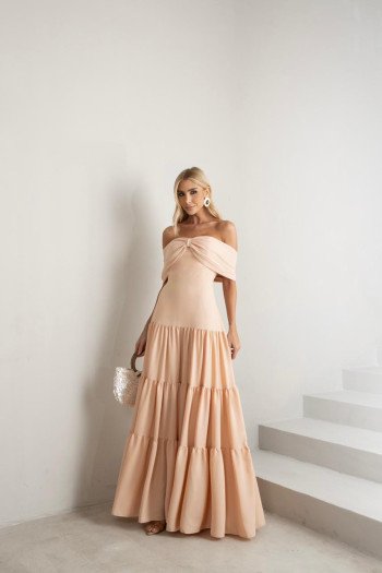 VESTIDO HOLANDA CHIFFON OMBRO A OMBRO - ROSÉ