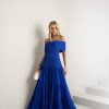VESTIDO HOLANDA CHIFFON OMBRO A OMBRO - AZUL ROYAL