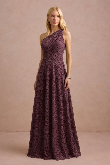 VESTIDO MARILYN RENDA UM OMBRO COM CAPA - MARROM