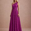 VESTIDO MARILYN RENDA UM OMBRO COM CAPA - FÚCSIA