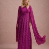 VESTIDO MARILYN RENDA UM OMBRO COM CAPA - FÚCSIA
