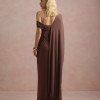 VESTIDO DE FESTA BEATRICE JERSEY UM OMBRO CAPA - MARROM