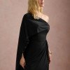 VESTIDO DE FESTA BEATRICE JERSEY UM OMBRO CAPA - PRETO