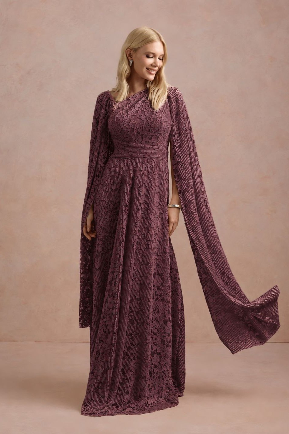 VESTIDO MARILYN RENDA UM OMBRO COM CAPA - MARROM