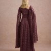 VESTIDO MARILYN RENDA UM OMBRO COM CAPA - MARROM