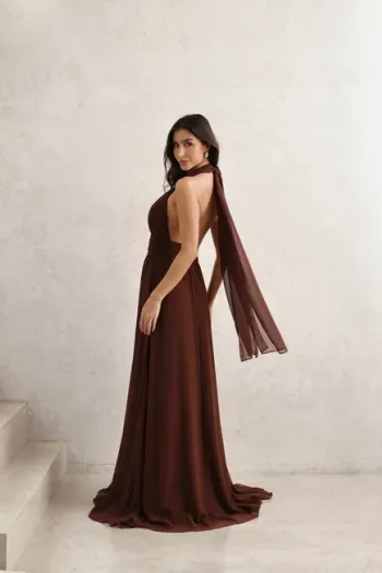 VESTIDO LONGO COM FIVELA CARTAGENA - MARROM