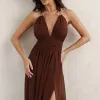 VESTIDO LONGO COM FIVELA CARTAGENA - MARROM