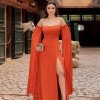 VESTIDO DE FESTA RANCHCORE MANGA CIGANINHA - TERRACOTA