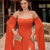 VESTIDO DE FESTA RANCHCORE MANGA CIGANINHA - TERRACOTA