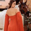 VESTIDO DE FESTA RANCHCORE MANGA CIGANINHA - TERRACOTA