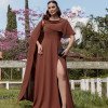 VESTIDO DE FESTA LONGO GARDEN DETALHE CAPA - MARROM