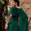 VESTIDO DE FESTA LONGO GARDEN DETALHE CAPA - VERDE ESMERALDA
