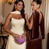VESTIDO DE FESTA DANIELLA T.Q.C CREPE VOGUE - MARROM
