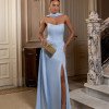 VESTIDO DE FESTA DANIELLA T.Q.C CREPE VOGUE - AZUL SERENITY