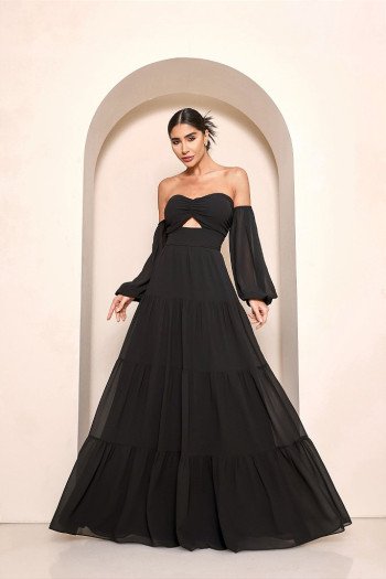 VESTIDO VAN GOGH LONGO CIGANINHA - PRETO