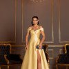 VESTIDO DE FESTA RAFAELA ZIBELINE OMBRO A OMBRO - AMARELO