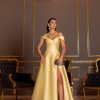 VESTIDO DE FESTA RAFAELA ZIBELINE OMBRO A OMBRO - AMARELO
