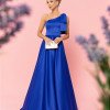 VESTIDO CHILE UM OMBRO SÓ ACETINADO - AZUL ROYAL