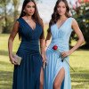 VESTIDO LONGO KOURTNEY DRAPEADO FENDA - AZUL MARINHO