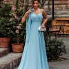VESTIDO DE FESTA ORQUIDEA CREPE MUSSELINE - AZUL SERENITY