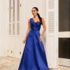 VESTIDO DE FESTA VERSALHES ZIBELINE UM OMBRO - AZUL ROYAL