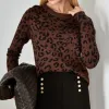 BLUSA TRICÔ ANIMAL PRINT - MARROM
