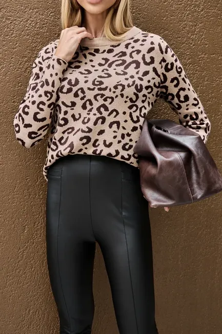 BLUSA TRICÔ ANIMAL PRINT - BEGE