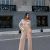 CONJUNTO ORLANDO BLUSA E CALÇA TRICÔ - BEGE