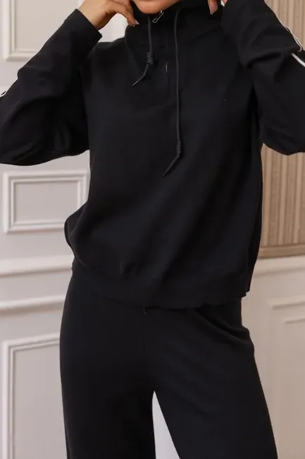 CONJUNTO ORLANDO BLUSA E CALÇA TRICÔ - PRETO