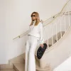 CONJUNTO ORLANDO BLUSA E CALÇA TRICÔ - OFF WHITE