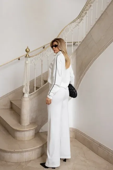 CONJUNTO ORLANDO BLUSA E CALÇA TRICÔ - OFF WHITE