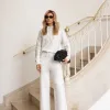 CONJUNTO ORLANDO BLUSA E CALÇA TRICÔ - OFF WHITE