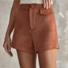 CONJUNTO CAMISA E SHORT SUEDE ALANA - CARAMELO